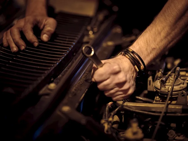 Close-up of an imported engine being inspected before dispatch